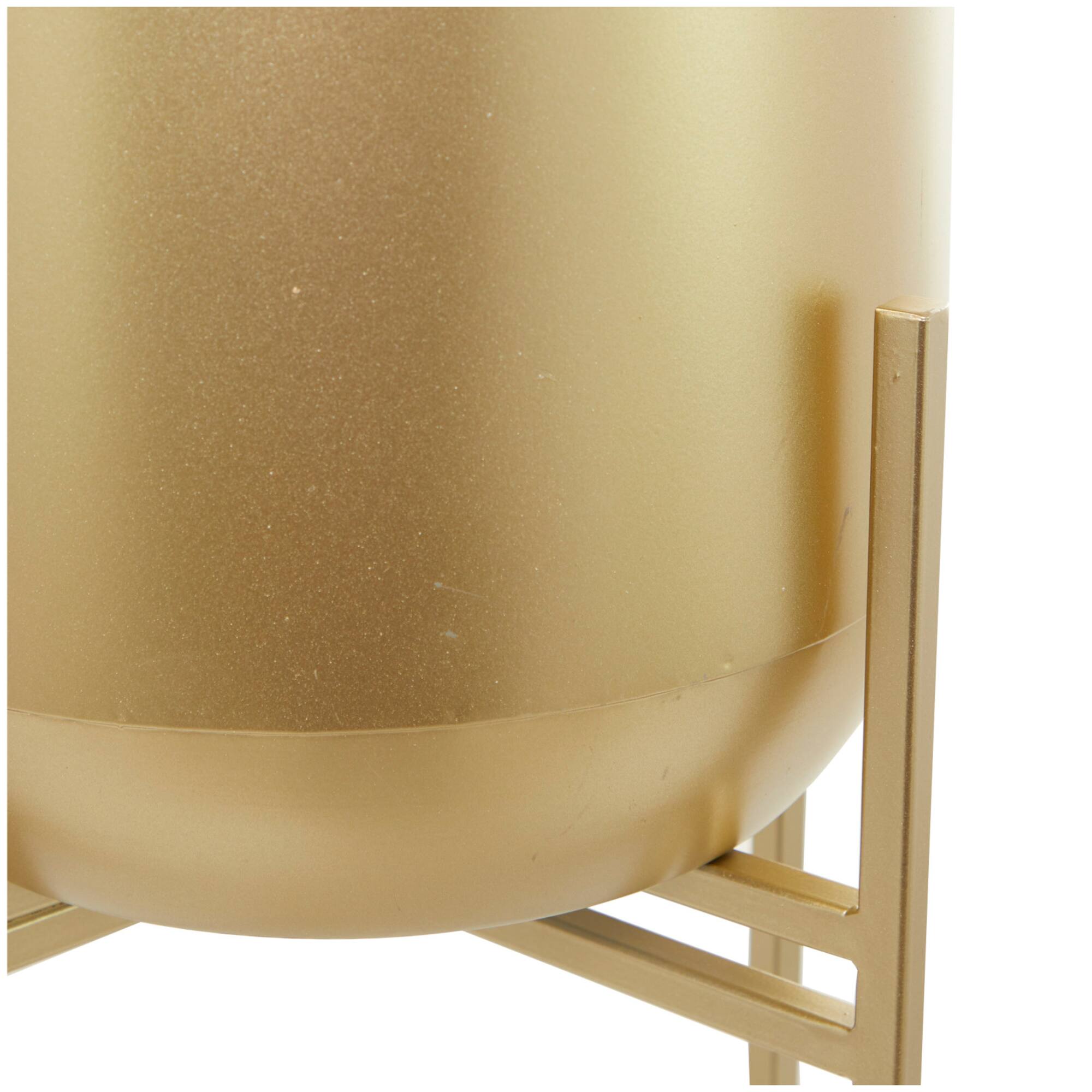 Gold Metal Modern Planter, 13" x 13" x 41"